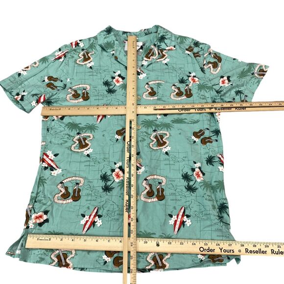 Goodiellow & Co Hawaiian Shirt Men S Meteor Green Guitars Standard Fit Button-Up - Picture 3 of 13